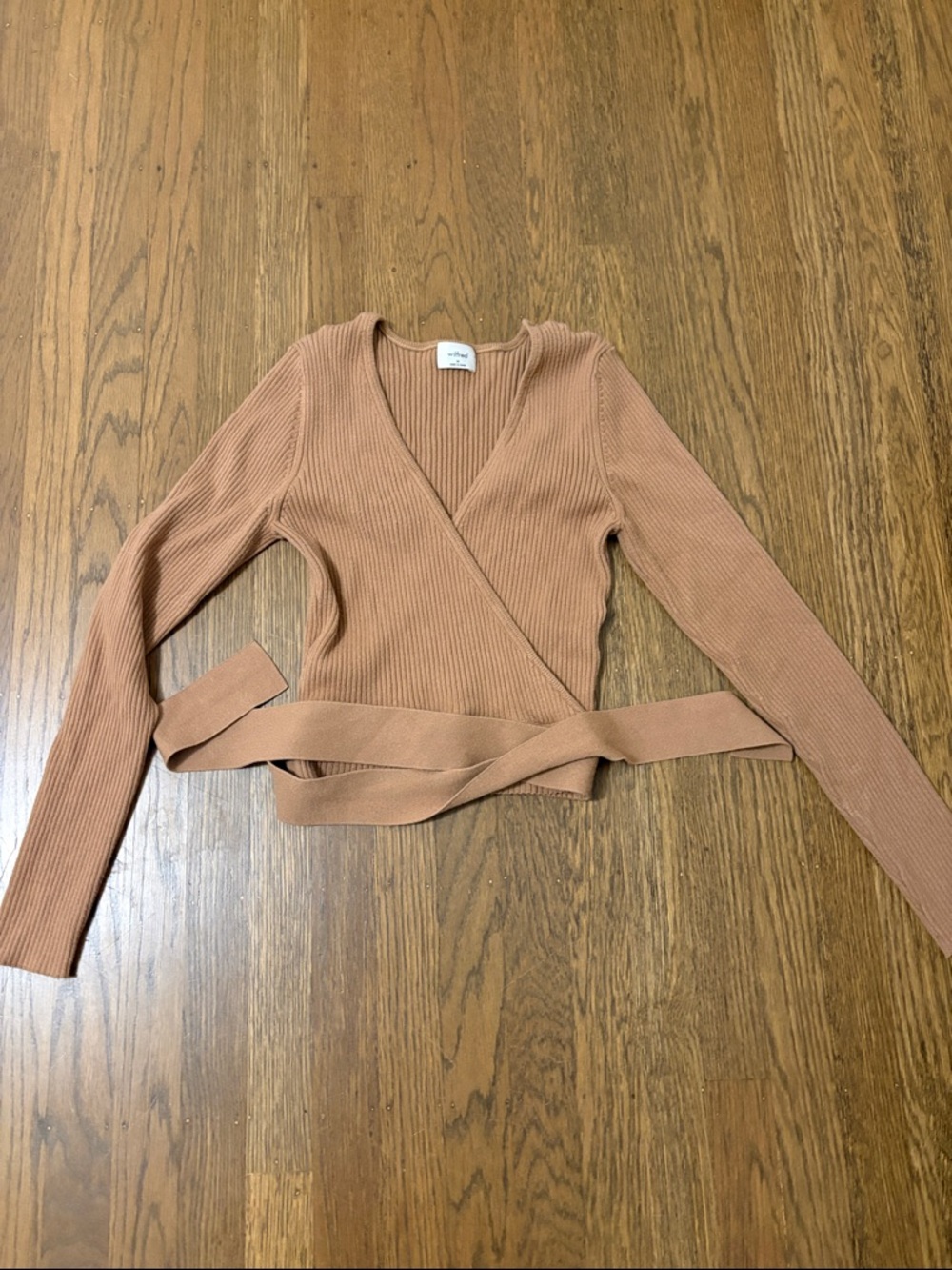 Aritzia Wrap Ribbed Long Sleeve Top size m